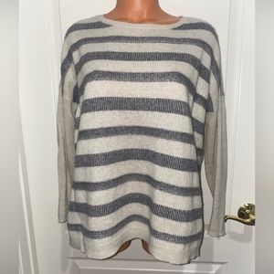 LORD & TAYLOR Stripe Cashmere Boat Neck L/S Sweater PXS Petite Extra Small $139